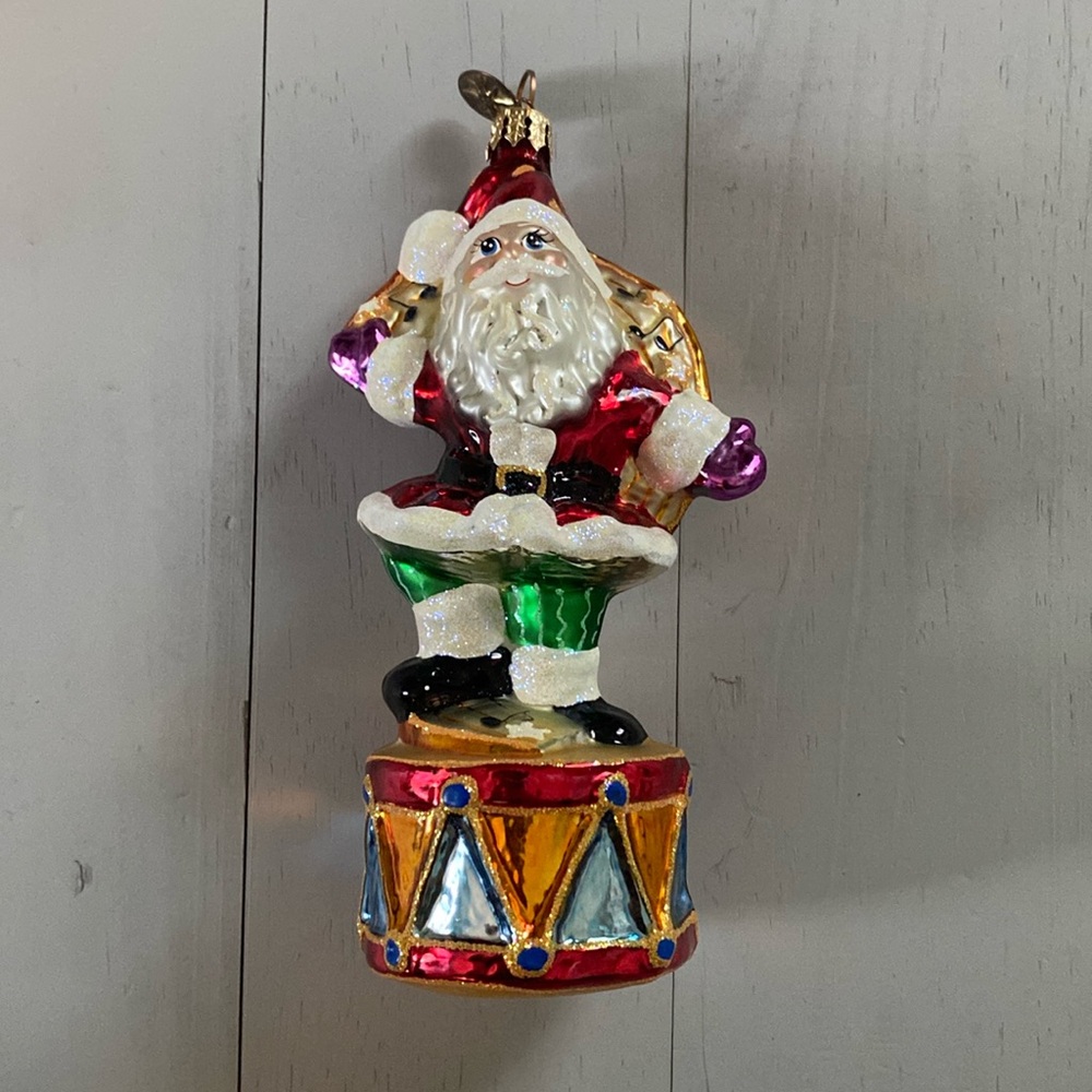 Christopher Radko Santa on Drum